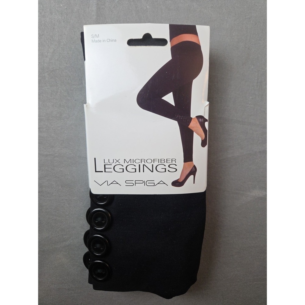 Women's‎ Via Spiga Luxe Button Microfiber Leggings Black Size S/M NEW